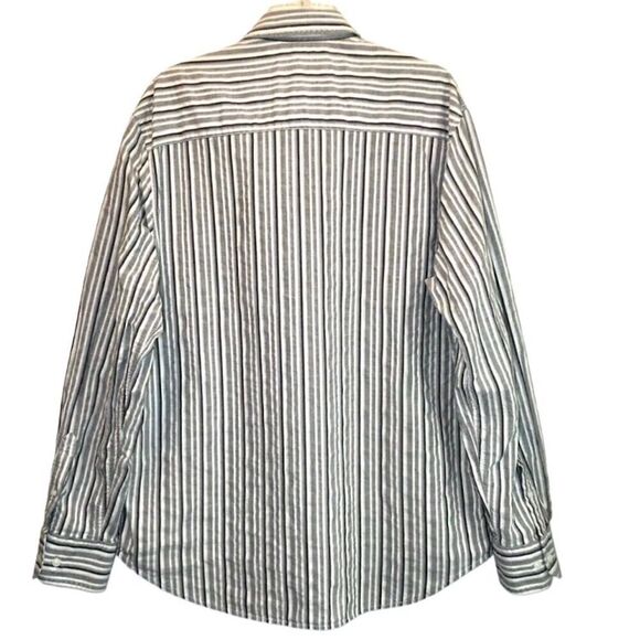 J. Campbell Los Angeles Embroidered Striped Shirt in White/Black/Grey Men’s XL - Picture 6 of 8
